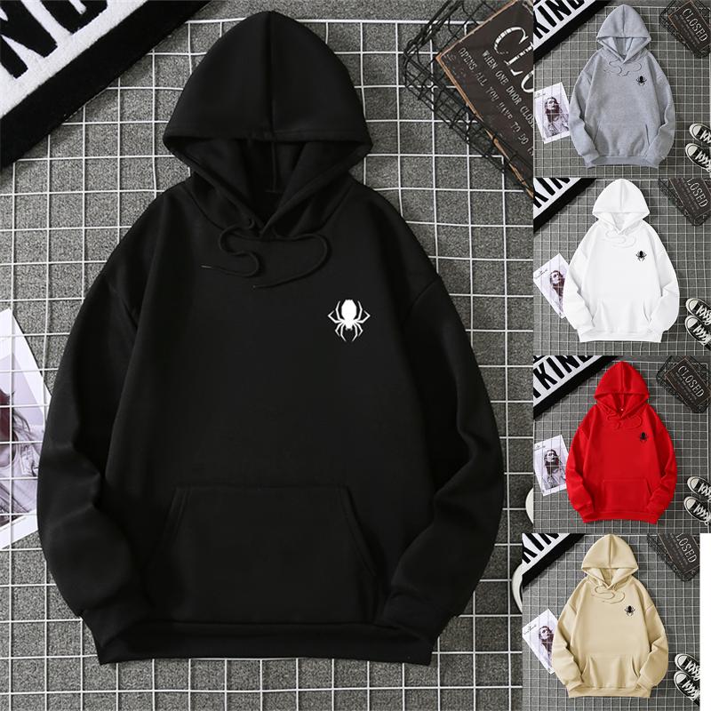Autumn and Winter Fashionable and Comfortable Hoodies for A Couple, Spider-printed Hooded Loose Harajuku Style Tops