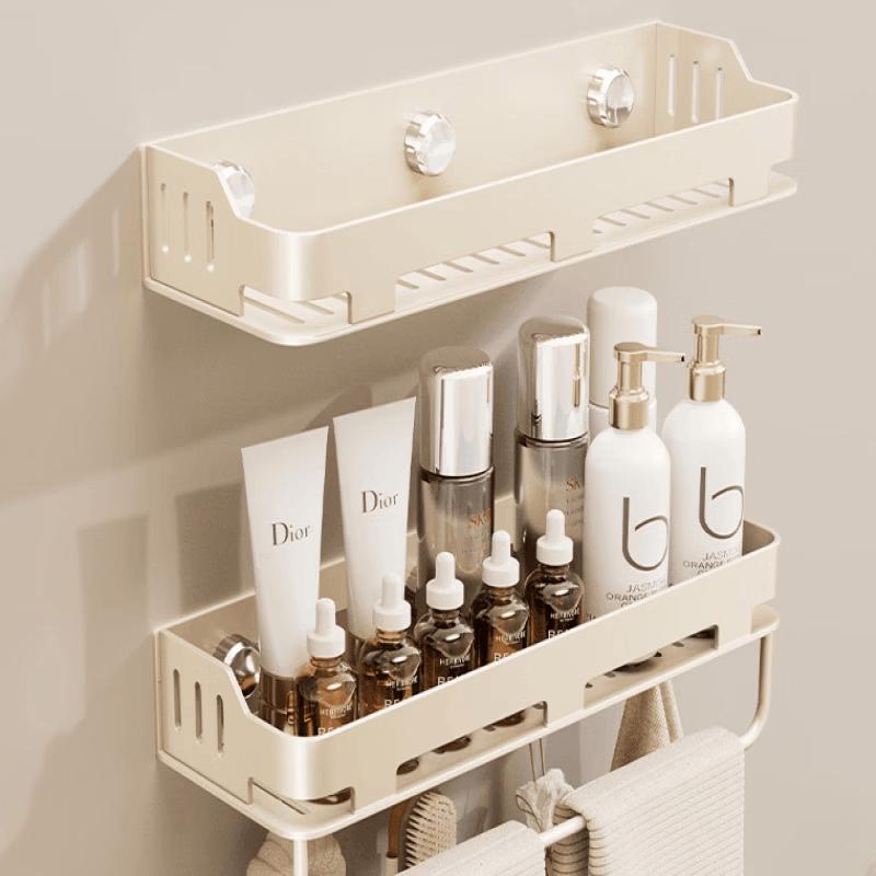 Cream Style Suction Cup Kitchen Storage Rack