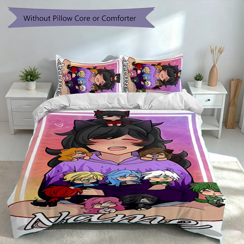 3pcs Custom Name Aphmau Set,Includes 1 Duvet Cover and 2 Pillowcases,All-season Bedroom Decor