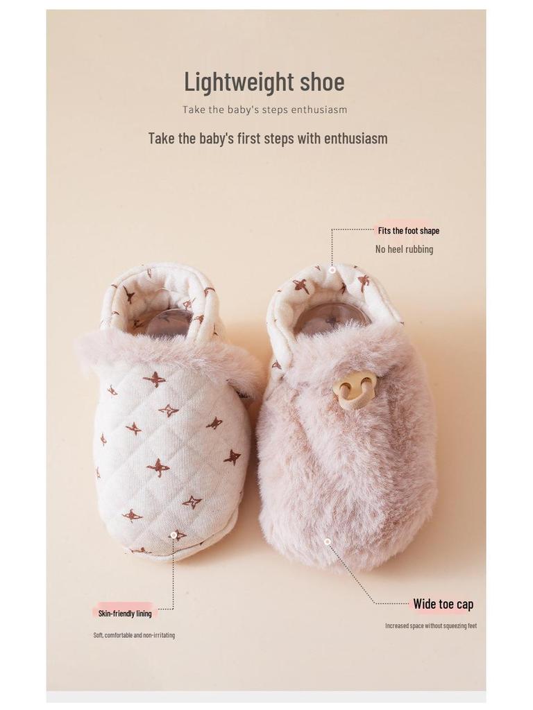 Winter Baby First Walker Shoes - Warm Velvet Cotton, Soft Sole, Anti-Drop, Fur Lined for Newborns