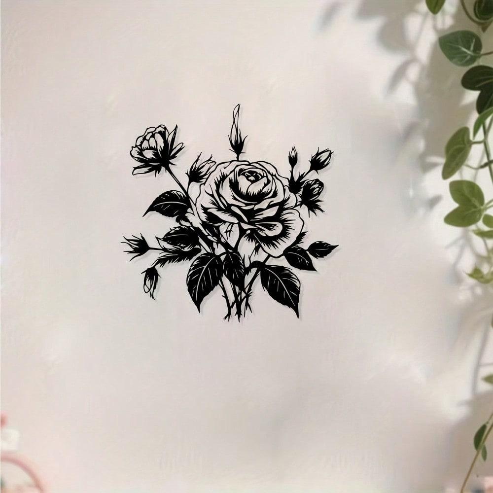 1 pièce d'Art Mural Moderne en Métal Rose, Statue en Fer Résistante aux Intempéries pour Jardin & Chambre à Coucher