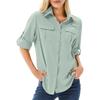 Camicia da Donna Casual a Maniche Corte Traspirante, Elastica, Asciugatura Rapida, con Zip, Colletto Reversibile e Tasca