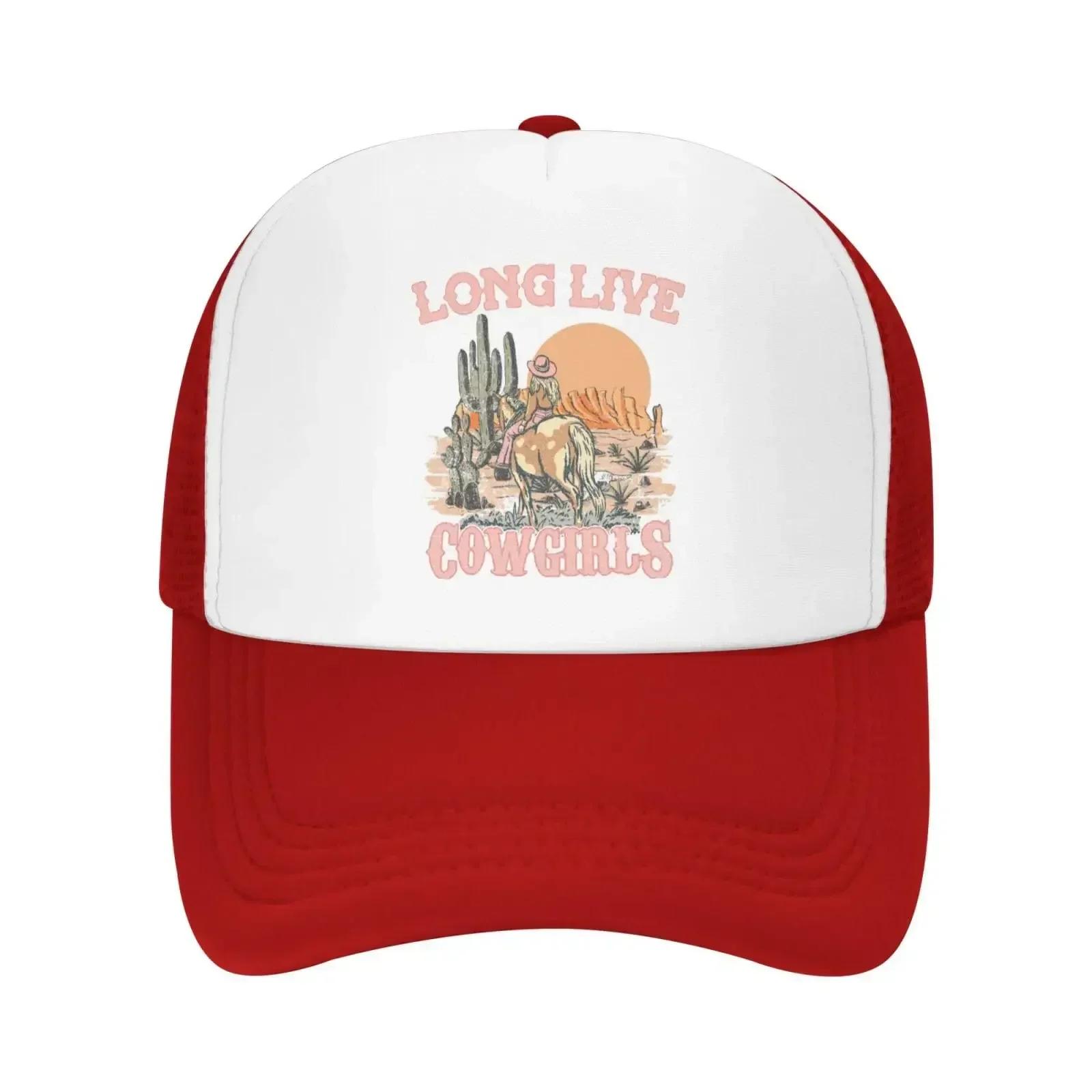 

Horseback Rider Western Country Vintage Trucker Caps Unisexs Ball Hats Trendy Long Live The Cowgirls Breathable Hat One Size