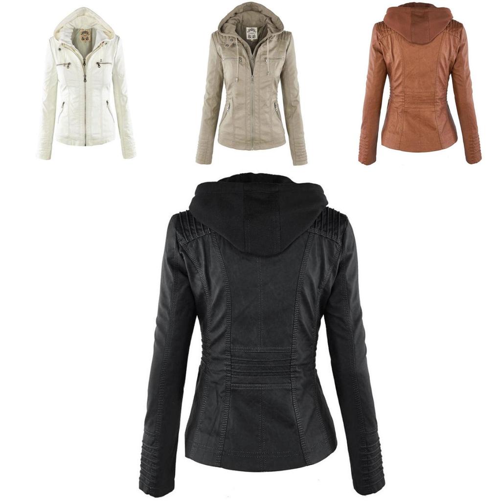Stupenda Giacca con Cappuccio in Pelle da Donna Parka Sottile Perfetta per l'Abbigliamento Invernale