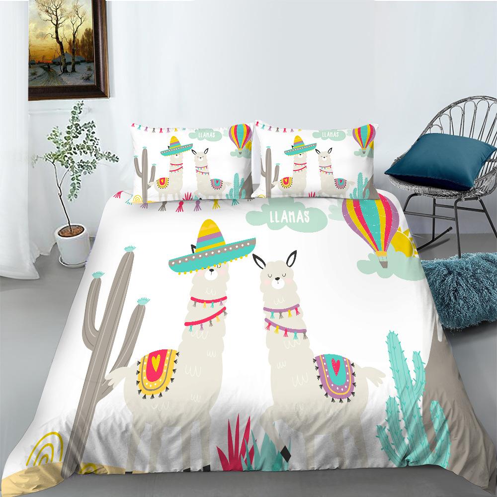 Cartoon Alpaca Digital Printing Bedding Two Or Three-Piece Set Polyester Can Be