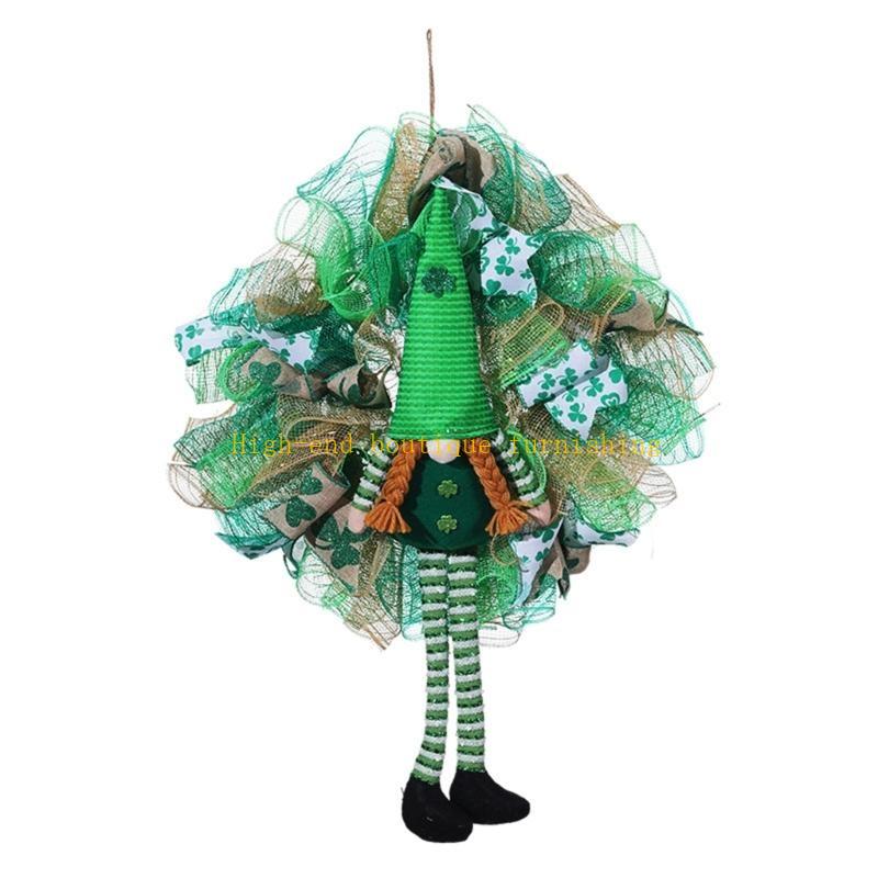  Patricks Day Wreath Gnomes Doll Artificial Wreath Patricks Day Decor