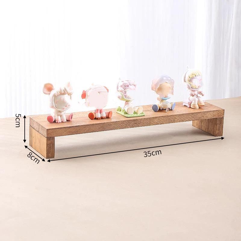 Rectangle Wood Jewelry Display Risers, Wood Shelf Showcase Fixtures Detachable Display Stand For Crafts