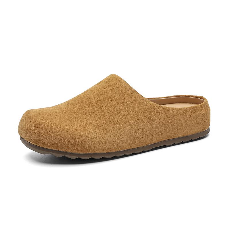 Plus Size 45 46 Mules Man Slip On Flats Half Shoes for Men Open-back Flat Sneakers Casual Shoes Suede Leather Slide Sandals 2026