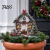 Decorative Garden Stakes for Christmas Cottage Stake, Acrylic Snowy House Yard 2D European Style Inserts Flat Winter Holiday Ornament Lawn Pathway