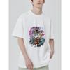White T Shirt Wolf with Goggles and Gun Graphic Print Casual Streetwear Top for Men and Women
