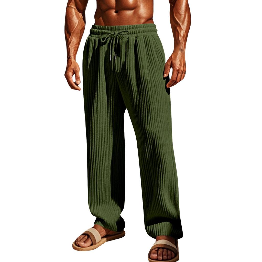 Pánské jednobarevné kalhoty se svislým pruhem, se stahovací šňůrkou, ležérní, sportovní, módní