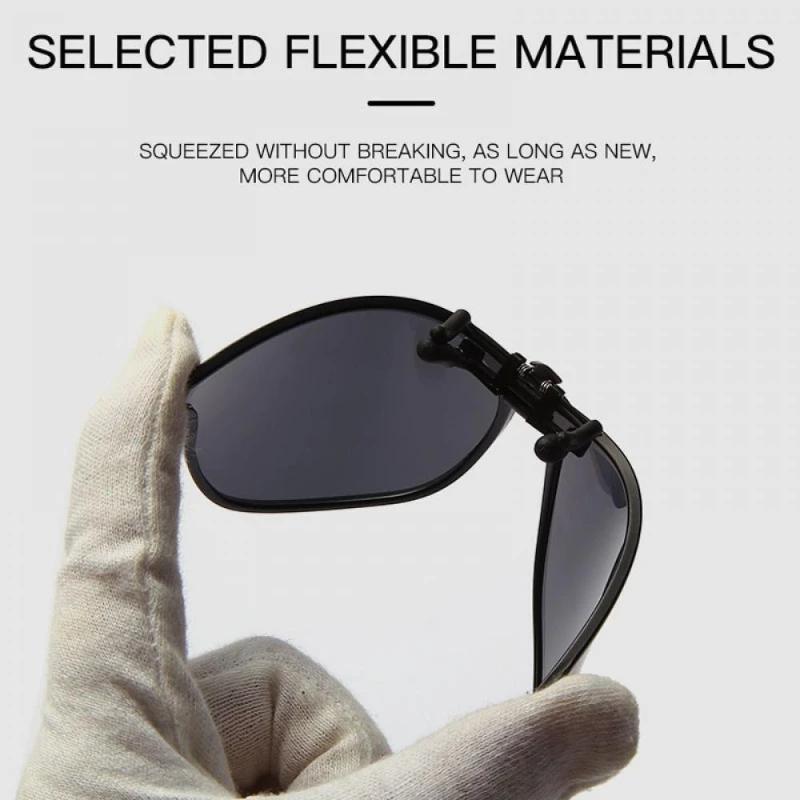 Men's Clip on Sunglasses for Myopia Eyeglasses Fashion Square Design UV400 Sun Glasses Night Vision Driving Fishing