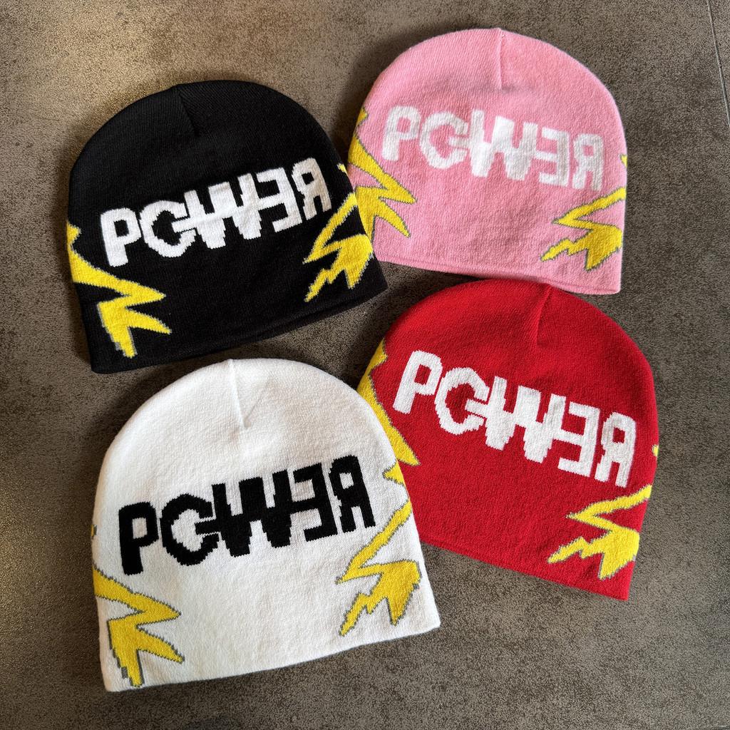 Color Letter Solid Pgwer Trendy Pattern Knitted Hat Wind Protection For Teens