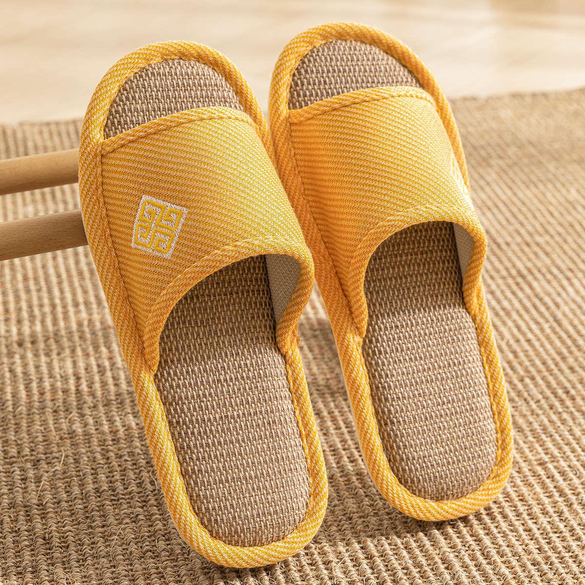 

Льняные тапочки Jieliya 2024 Unisex - Бесшумный домашний хлопок для всех сезонов 36-37 жёлтый