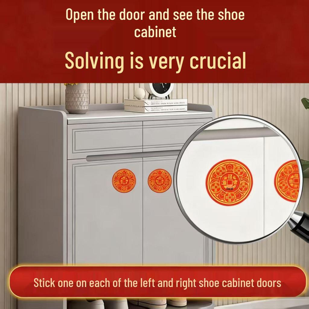 Five Emperors Coins Wealth & Treasure Metal Sticker for Entryway