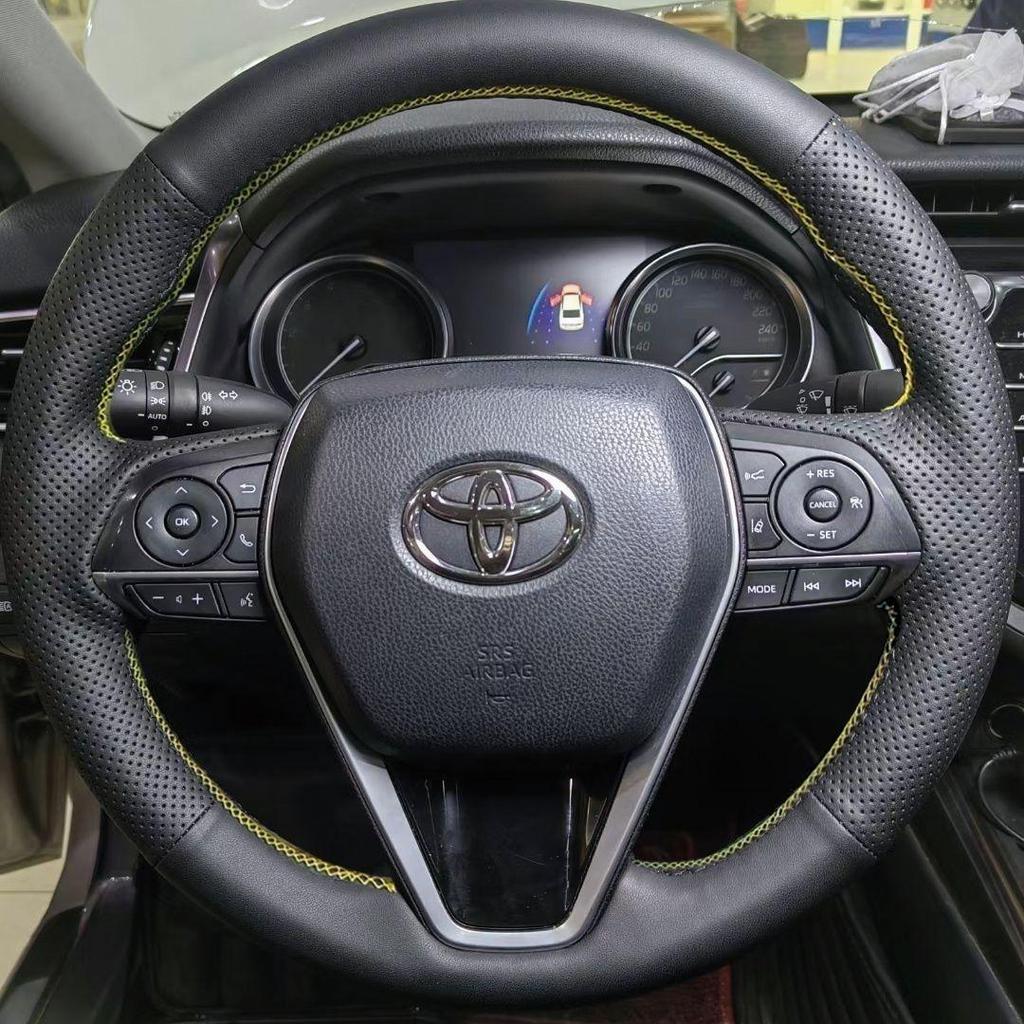 L6F ręcznie szyta skórzana osłona kierownicy, antypoślizgowa, odporna na zużycie, pochłaniająca pot; kompatybilny z Volkswagen, Toyota i Honda.