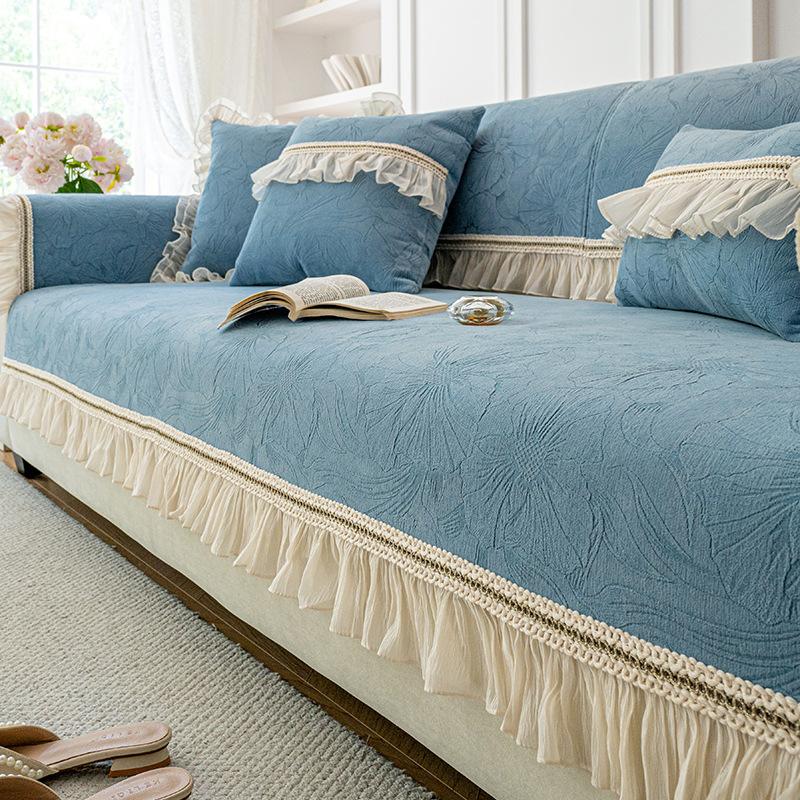 

2025 новый диванная подушка четыре сезона универсальная нескользящая французский крем ветер кожа диван сиденье подушка юбка чехол ткань полотенце 30 * 50 waist pillowcase (middle lace)