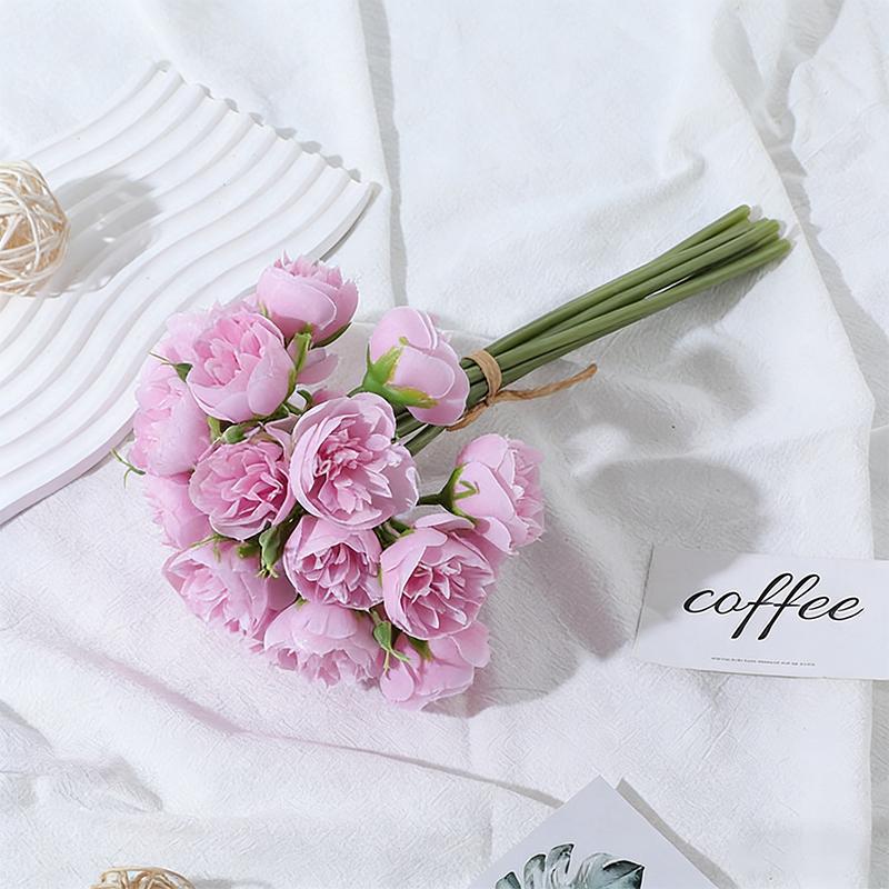 

9Pcs/Bunch Peony Artificial Flowers Bouquet 27Heads Fake Flower for Home Room Decor Garden Wedding Decoration DIY Vase Ornament 9Pcs Bunch