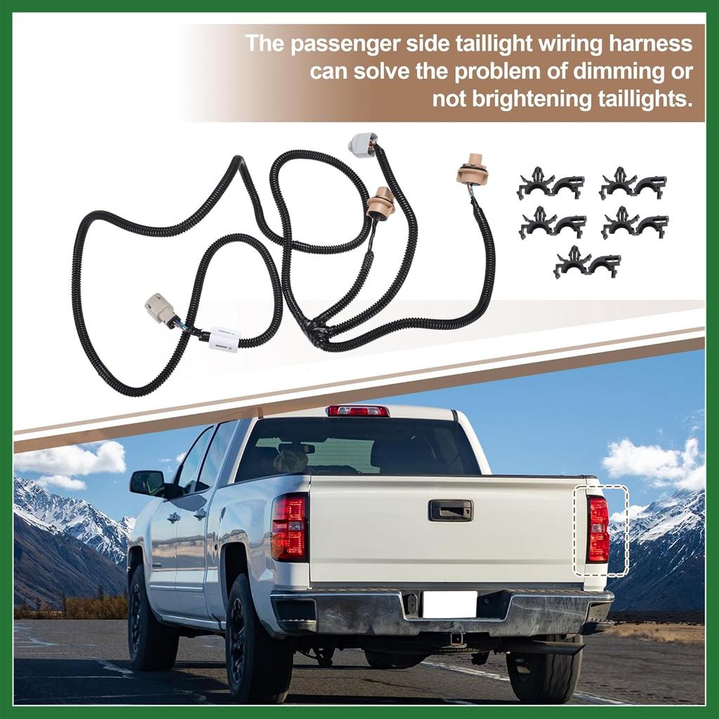 Motoforti 1 Set Tail Light Lamp Wiring Harness for Chevrolet Silverado 1500 2500 HD 3500 HD for GMC Sierra 2500 HD 3500 HD 2016-2019 Passenger Side