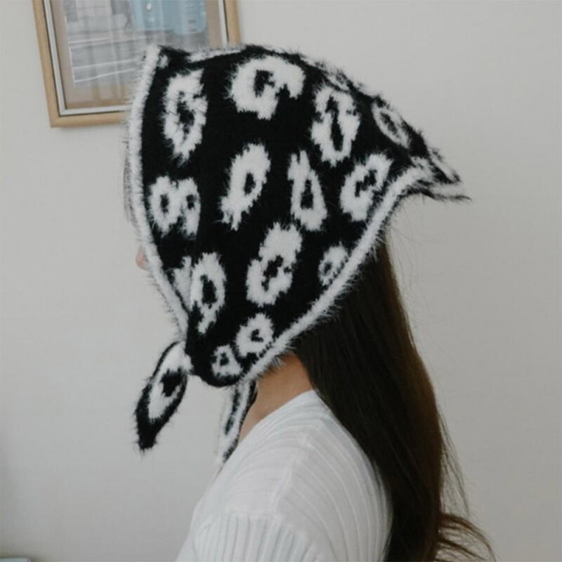 Women s Leopard Print Two-tone Striped Boucle Hood Stripe