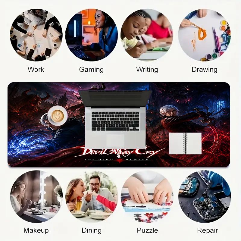 1Pc Devil May Cry Dante'S Inferno Gaming Mouse Pad Keyboard Desk Mat Non-slip Rubber Lock Edge Waterproof Computer Mousepad for Office Home Decor S122