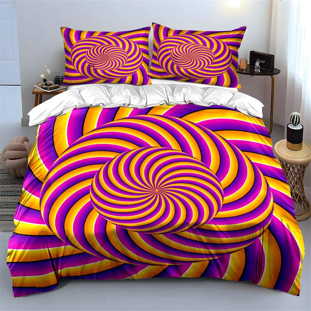 Psychedelic Pattern Three-Piece Decor Soft Comfortable Duvet Cover Bedding Set Included 1*Duvet Cover & 2*Pillowcases, Gift