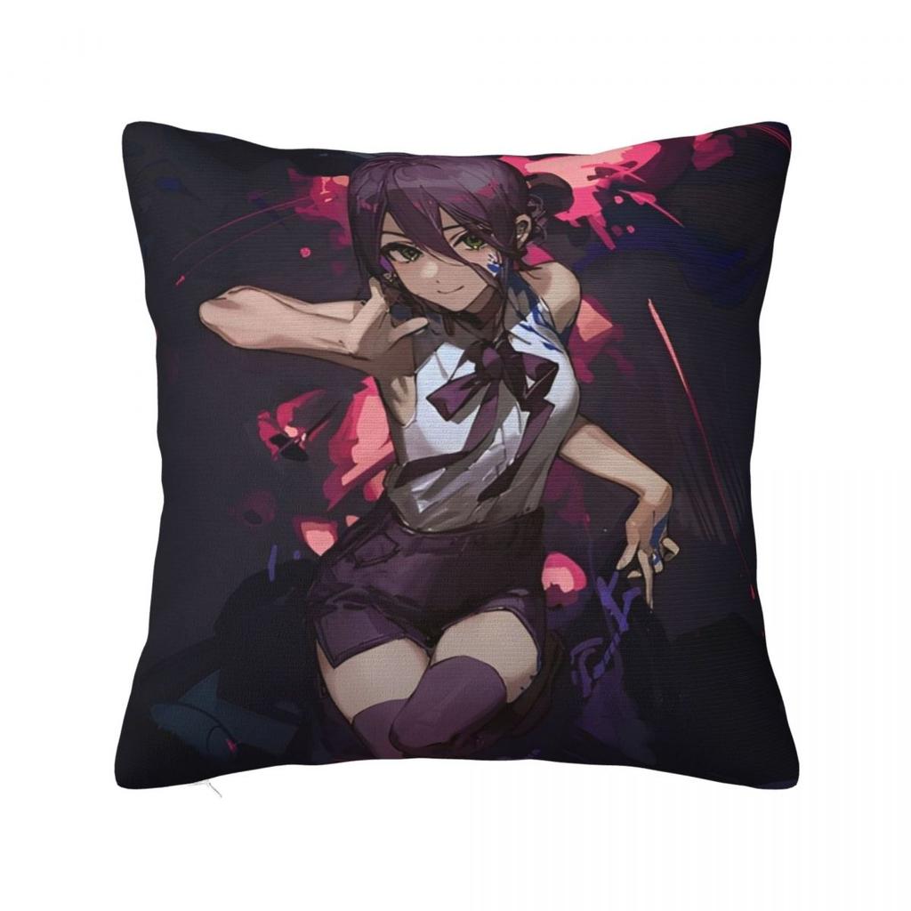 Chainsaw Man Reze Pillow Cases Makima Power Aki Denji Cushion Covers Novelty Throw Pillow Case Cover For Living Room 18"X18"