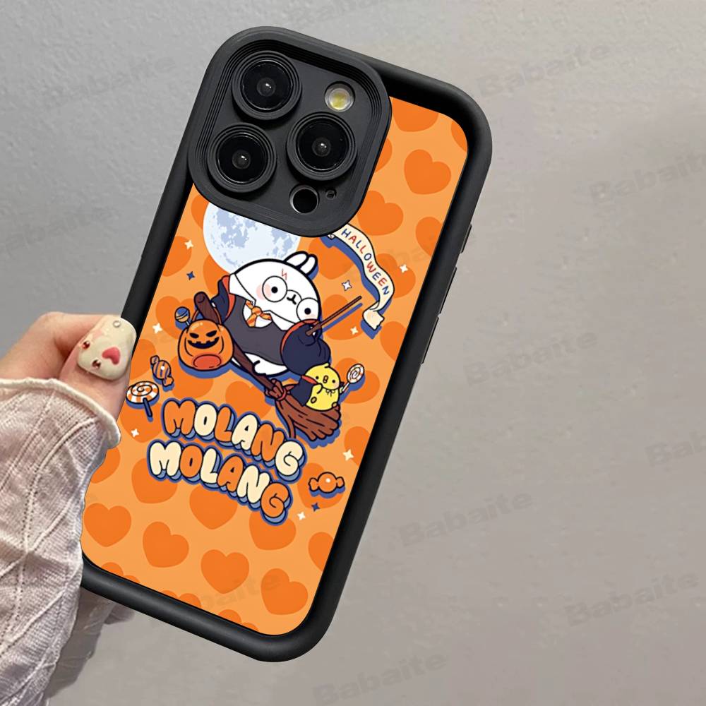 Kawaii Cute Rabbit M-MolangS Anime Silicone Soft Phone Case For IPhone 17 16 15 14 Plus 13 12 Mini 11 Black Cover