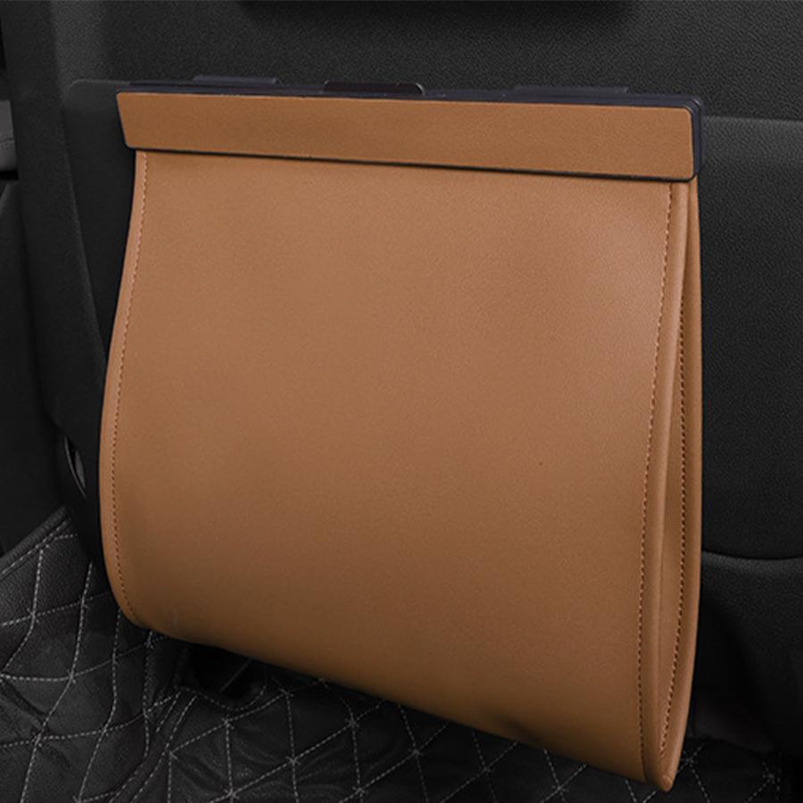 

Car leather garbage bag factory direct sales rear seat backrest hanging magnetic absorption car interior cleaning products коричневый