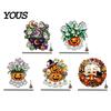 Pumpkin Party Decor Halloween Acrylic Hanging Decoration, Cartoon Ghost Ornament with Double Sided Bell, Suncatcher for Indoor Outdoor Holiday
