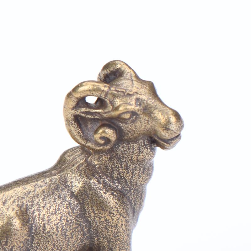 Vintage Feng Shui Coins Goat Statue Desktop Ornament Home Decor Lucky Zodiac Animal Sheep Figurine