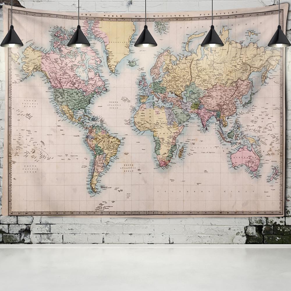 

Карта Иллюстрация Гобелен Настенный декор Минималистский Бохо Эстетика Комната Хиппи Тапиз Спальня Домашний декор 95x70cm