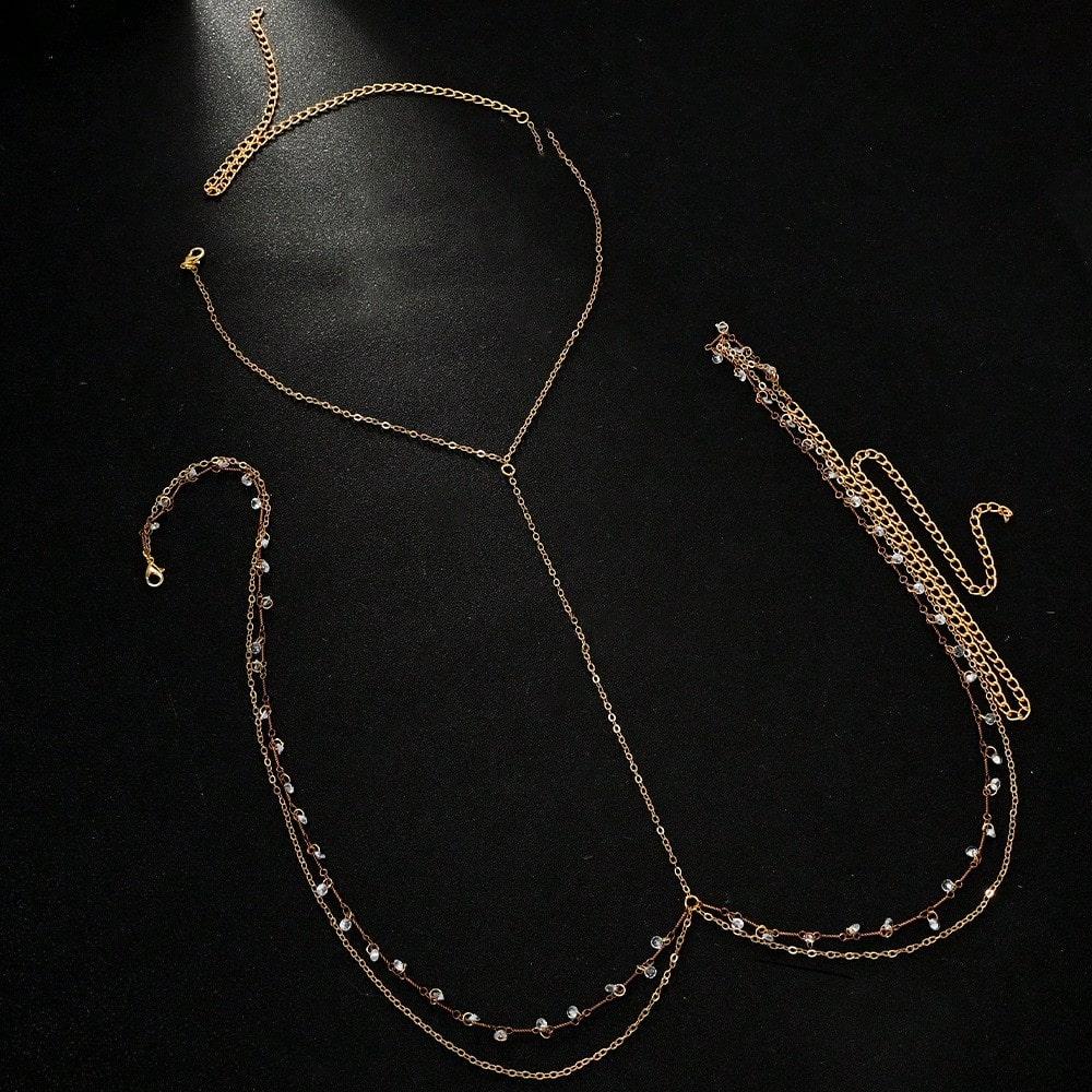 Chaîne de corps sexy sans dos européenne et américaine Nouveau pendentif Chaîne de poitrine premium Chaîne de corps or