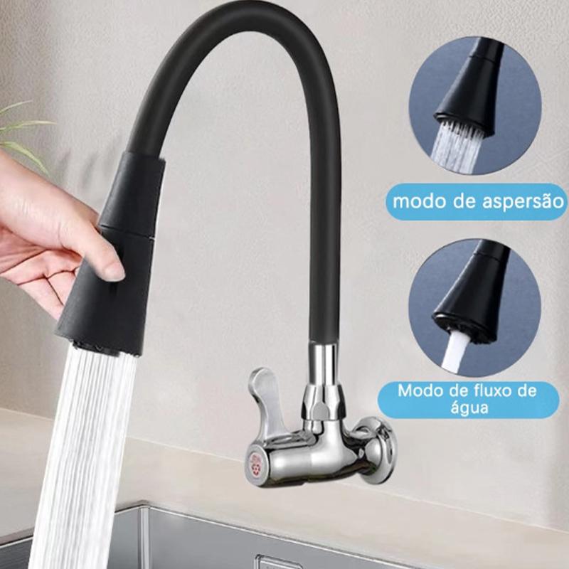 Sink Faucet 360Degree Rotatable Universal Kitchen Faucet 2 Outlet Modes Silicone Faucet In-Wall Faucets