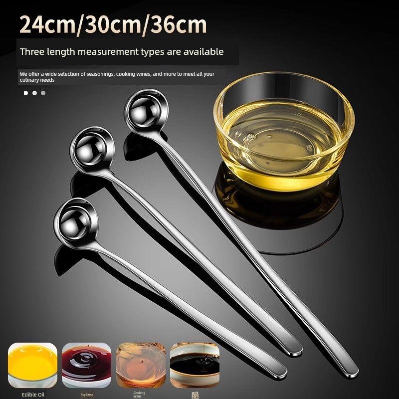 Long-Handled 304 Stainless Steel Spoon for Home Use, Seasoning Spoon, Honey Spoon, Oil and Wine Measuring Spoon, Kitchen Spoon, Condiment Spoon
