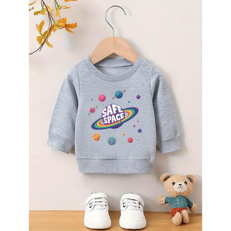 European Sizes A Brightly Colored Print Pattern, a Comfortable And Skin-Friendly Round-Neck Sweatshirt for Kids, Perfect for Everyday Wear