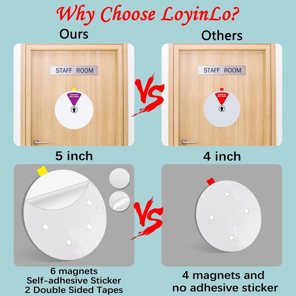 Office Door Sign,Do Not Disturb/Come in Welcome/Out of Office/in a Meeting/Back Soon/On Vacation Sign, Privacy Door Indicator That Lets Others Know