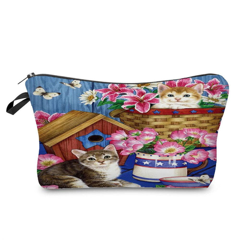 Women Cat Print Cosmetic Bag Toiletries Organize Travel Storage Case  6429