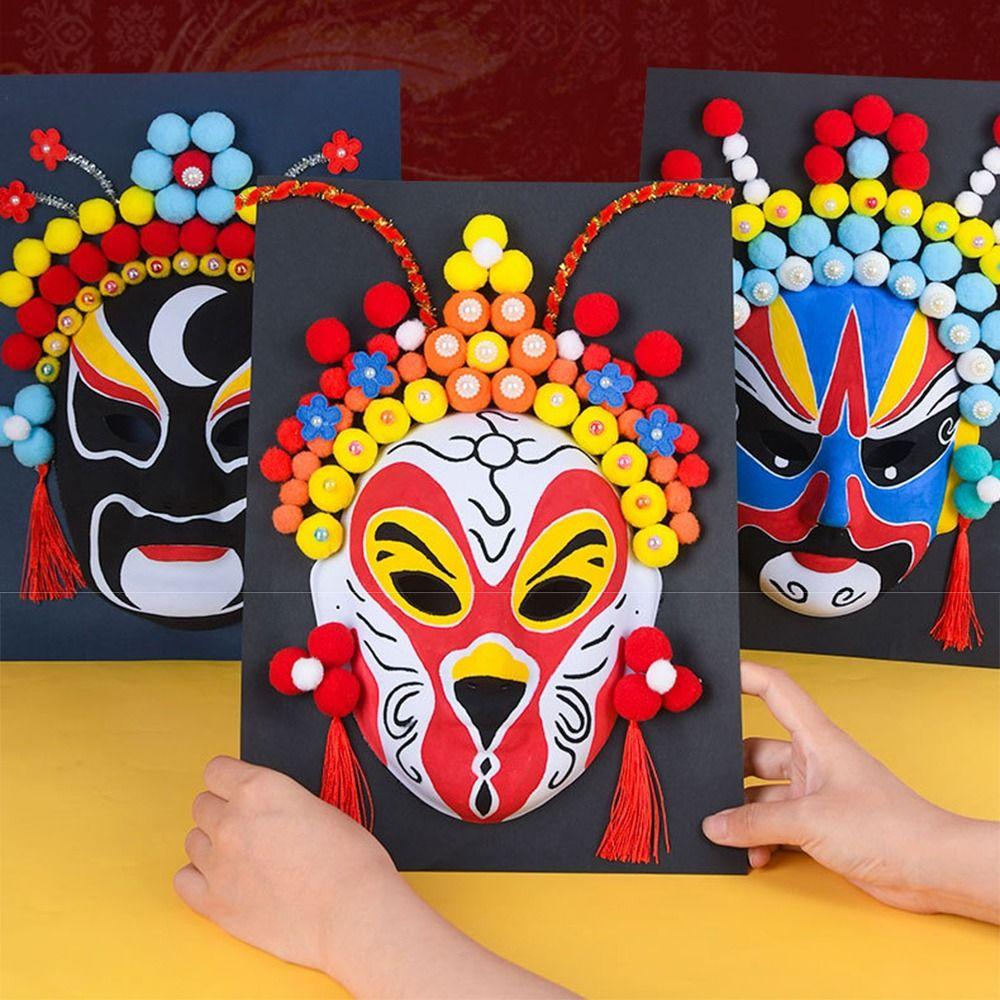 Decorative Ornaments Beijing Opera Mask Craft Material Kids DIY Mask Paint Masquerade Party