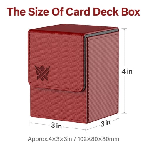 ULTRGEE Deck Box for MTG Cards, Magnetic Card Box with One Holder and Two Dividers, Large Trading Card Case, Fits up to 110 Cards - Shield Design (Red