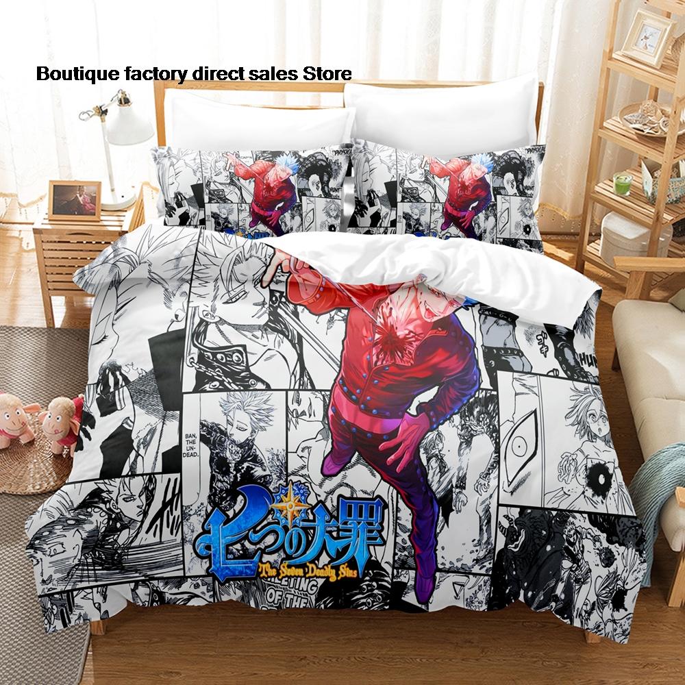 The Seven Deadly Sins Bedding Set 3D Printed Duvet Cover Pillowcase For Otaku Bedroom Home Textile Twin Full Queen King Size