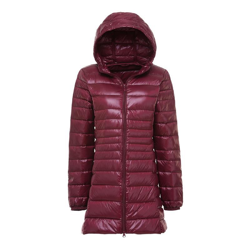 FASHION Lett dunjakke, middels lang, fet, ekstra størrelse, avtagbar hette for kvinner Lett ultratynn jakke tidevannsklær