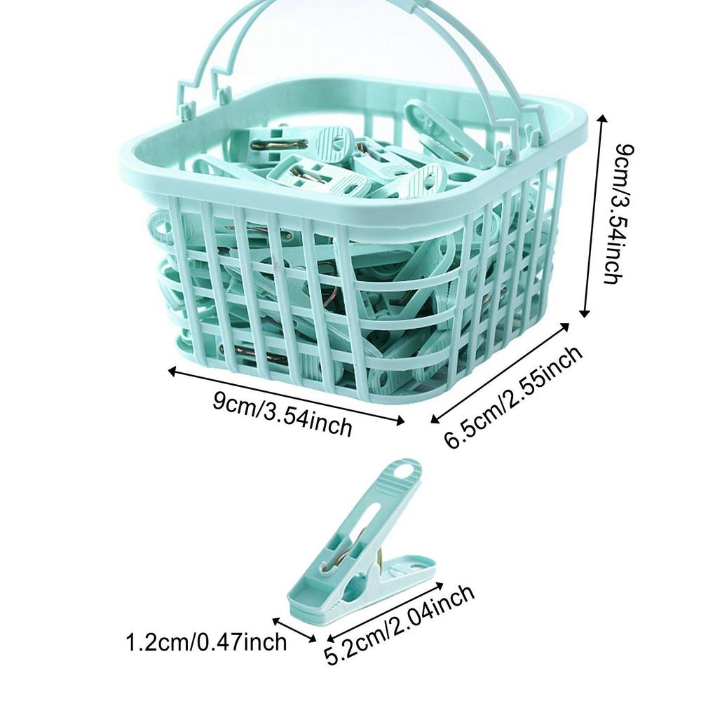 30PCS Clothesline Clips Windproof Household Laundry Pins Clips with Basket Small Clothes Pegs for Socks Underwear Towels Clips