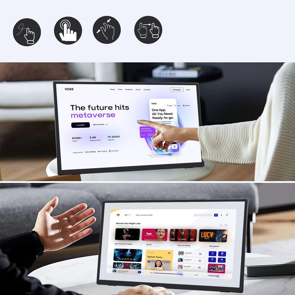 GeeekPi 1920x1080 Capacitive Touchscreen IPS Display Portable Screen Supports Installing Raspberry Pi 18.5" 100-120Hz Monitor, 5/4B/3B/3B+