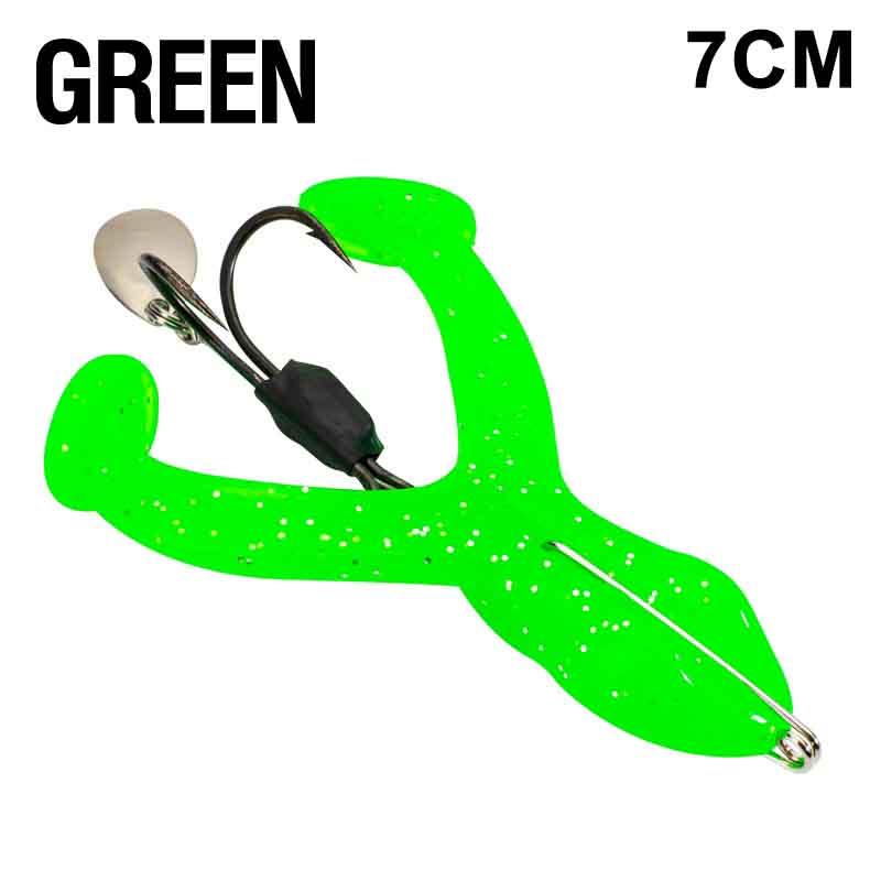 

7/8/9Cm Frog Fishing Lure Soft Bait With Spoon Fishing Tackle For Snakehead Silicone Bait With Hook Simulation Frog Lures S зелёный