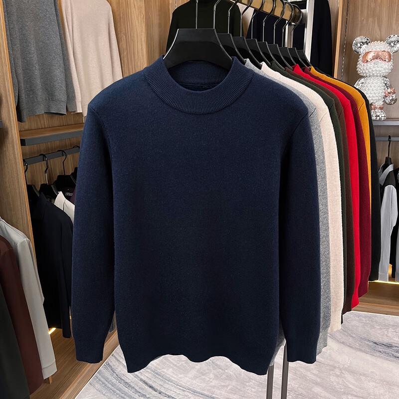 Yiliteng Men's Fleece Lined Crew Neck Sweater
