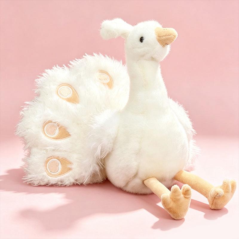 Kawaii Elegant Peacock Plush Cute Toy Doll Fluffy Bird Soft Fuzzy Stuffed Pillow For Animal Lovers Present