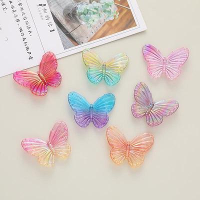 Two-Tone Gradient Butterfly Resin Accessories for DIY: Phone Case, Headdress, Hair Clip Material Patches.