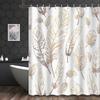 1Pc 2D Flat Printed Shower Curtain With Golden Line Feather Pattern Design,, Includes 12 Hooks, Bathroom Accessory, 2D Flat