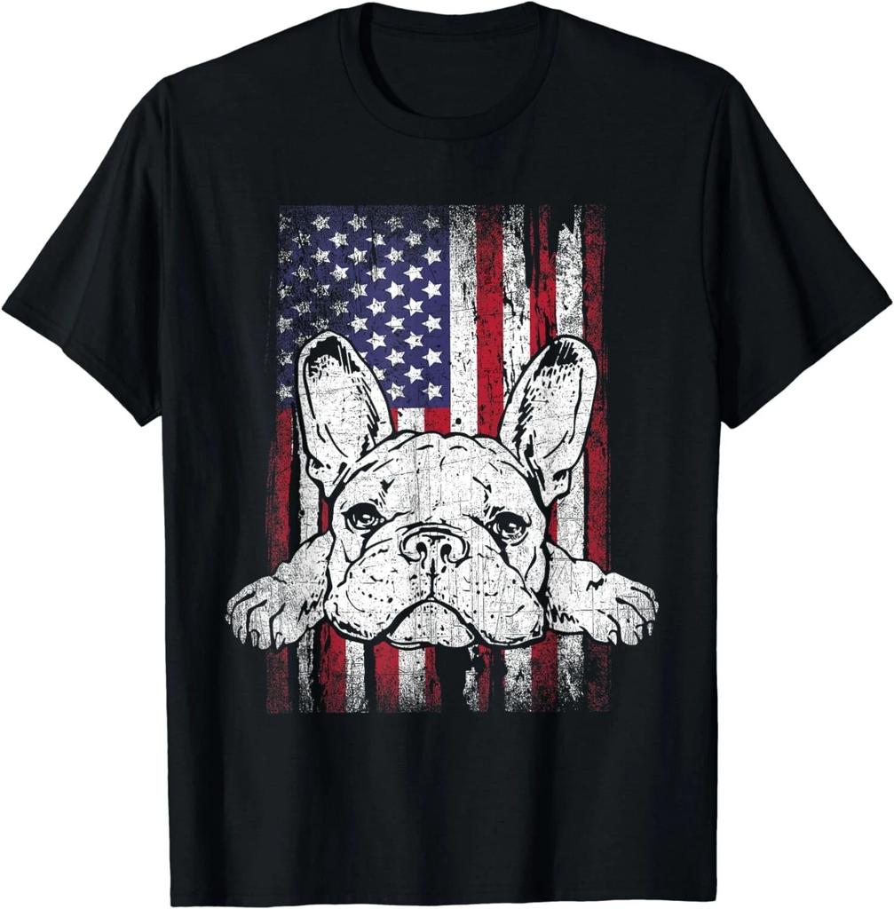 Patriotic French Bulldog American Flag Dog Gift Unisex T-Shirt